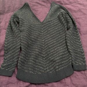 NAF NAF Black and Silver V-Neck Sweater